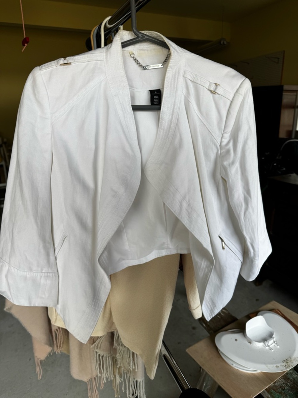 White House Black Market White Draped Open-Front Blazer